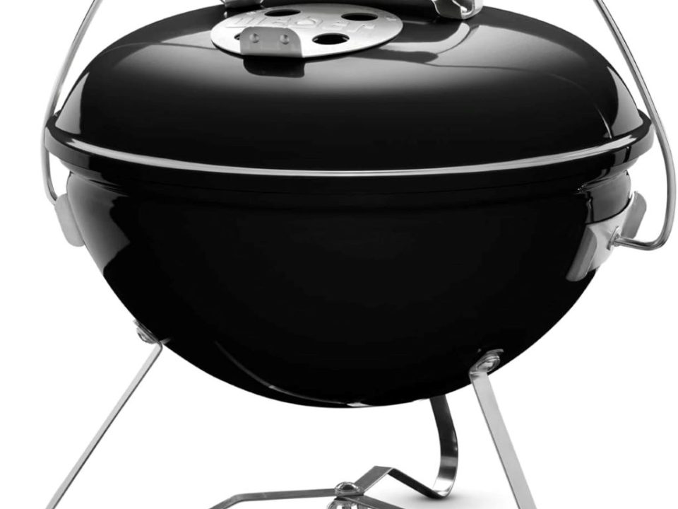 Weber Smokey Joe Premium 37cm portable charcoal BBQ grill with lid and steel legs