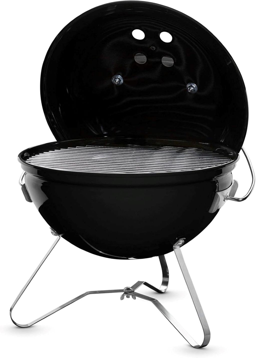 Compact black Weber Smokey Joe Premium charcoal grill for outdoor cooking