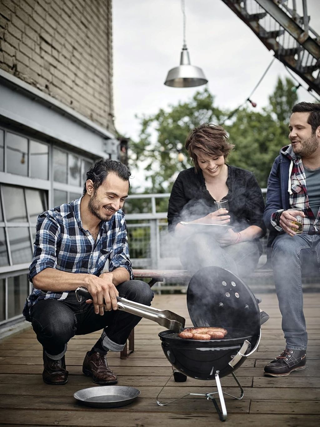 Portable Weber Smokey Joe 37cm charcoal barbeque with tuck-n-carry lid cover