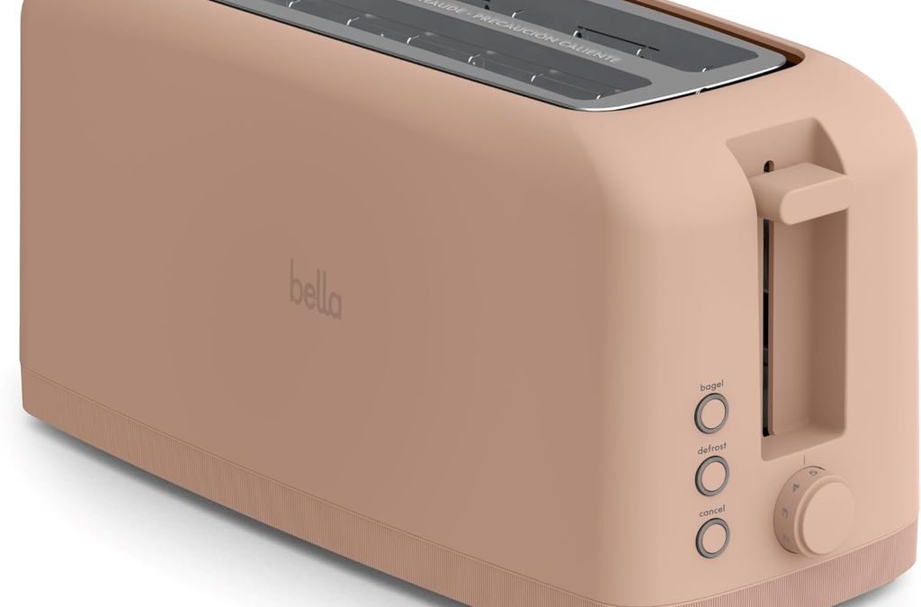 Bella 4-Slice Slim Toaster in Blossom color with long slots and control buttons