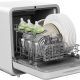 Silonn portable countertop dishwasher on kitchen counter with dishes inside