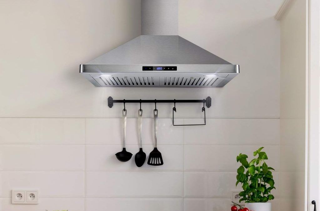 Modern 30-inch COSMO range hood from the Vista Collection installed in a contemporary kitchen