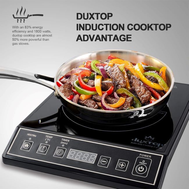 Black Duxtop 1800W induction burner for home cooking