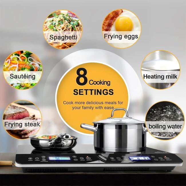 1800W Duxtop countertop burner featuring LCD display and sensor touch stove