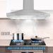 Tieasy 30-inch stainless steel wall mount range hood installed above kitchen stove