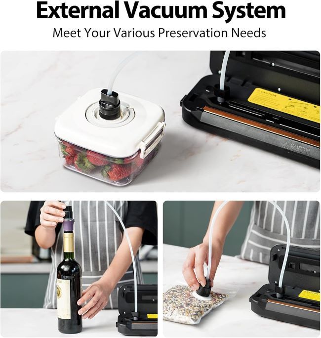 Beelicious EXT-VAC machine with starter kit, automatic sealing, and durable design for fresh food storage.