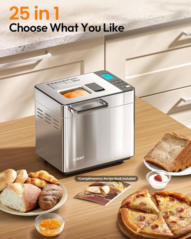 Versatile KOVIET bread machine for bread, dough, jam, yogurt, and gluten-free recipes.