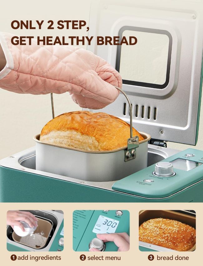 Neretva automatic bread maker featuring dual heating, low noise operation, and multiple baking modes