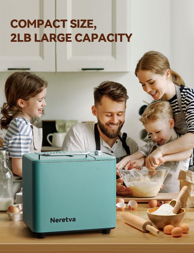 Stylish Neretva bread machine for homemade bread with 20 programs and even heating