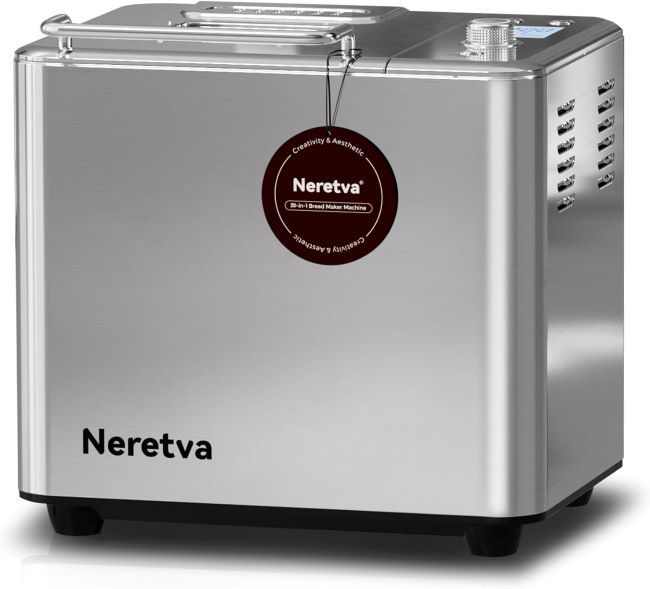 Neretva bread maker with 20-in-1 programs and dual heater for 2LB homemade bread