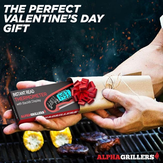 Cooking with Alpha Grillers instant-read thermometer for precise grilling