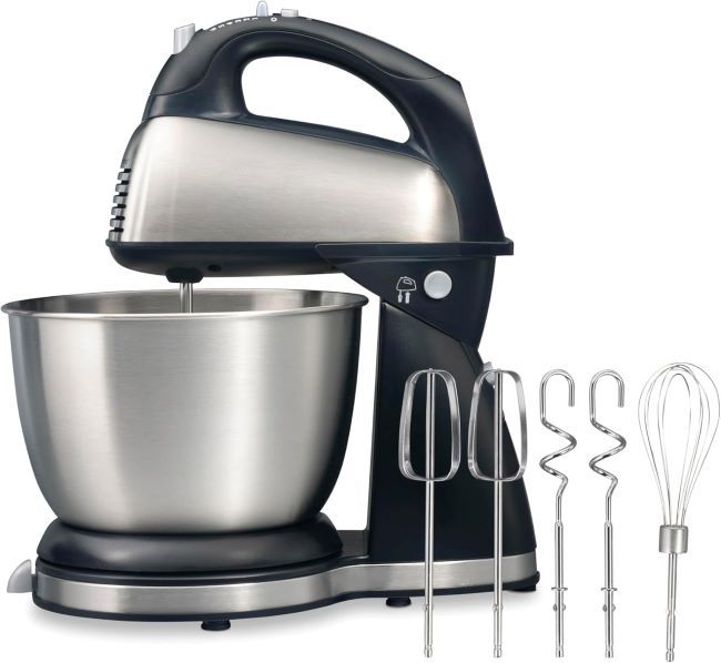 Hamilton Beach Classic 6-speed stand and hand mixer in black and stainless steel