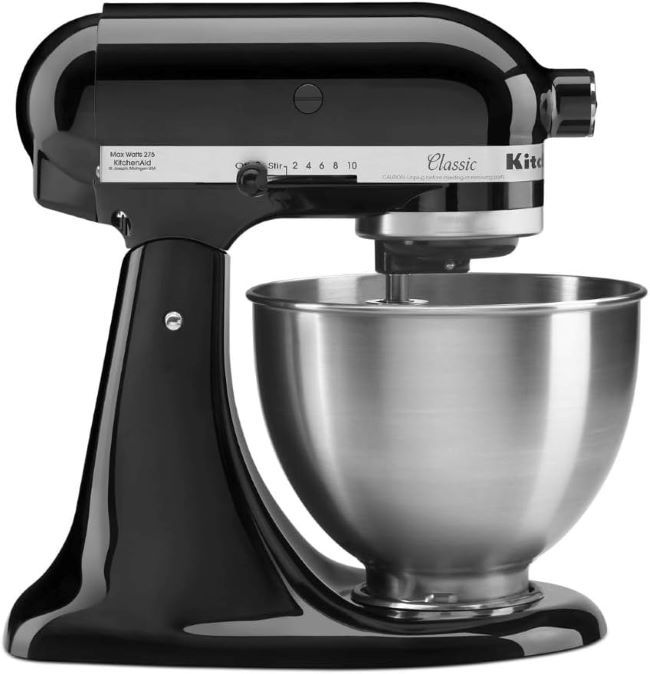 KitchenAid K45SS Classic Series 4.5 Qt stand mixer Onyx Black front view