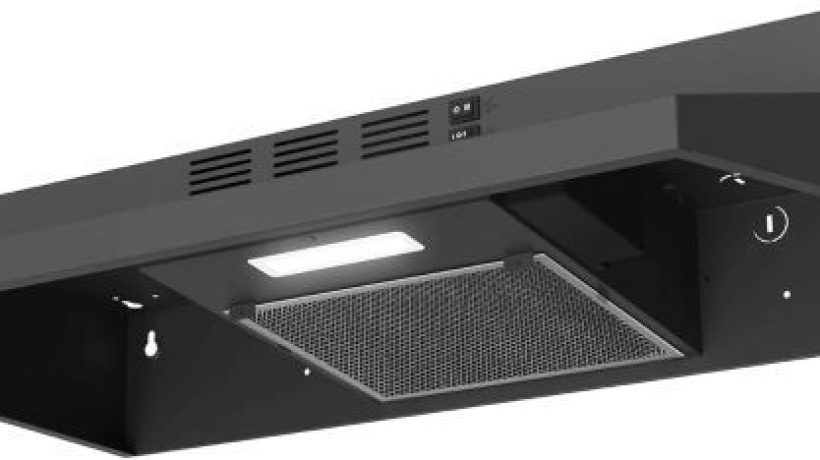 SNDOAS Ducted/Ductless Convertible Kitchen Hood – 30” Under Cabinet, Black/Steel