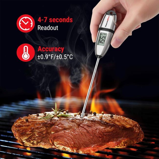 ThermoPro TP02S digital food thermometer with long probe for BBQ, candy, sourdough, and cooking liquids