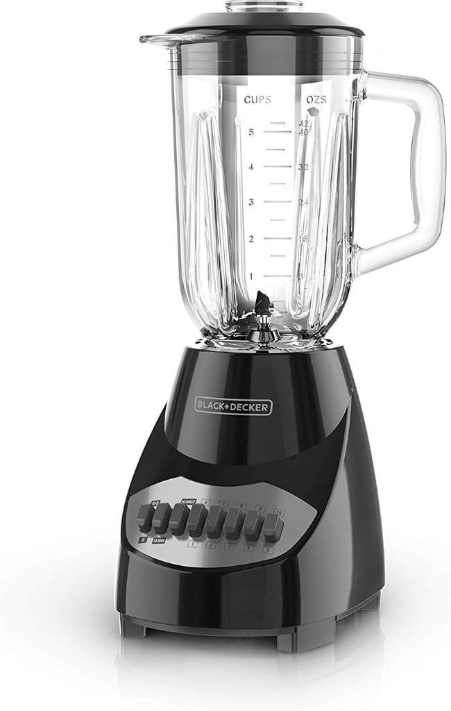 BLACK+DECKER 10-Speed Countertop Blender – kitchen blender with 6-cup glass jar and multiple speeds for smoothies and sauces.