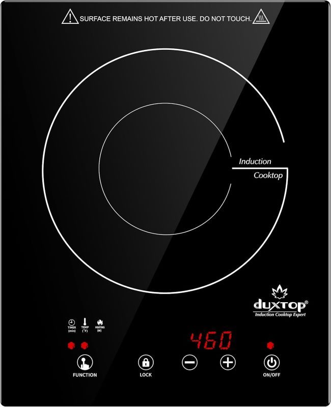 Duxtop built-in induction cooktop with 1800W power, safety lock, timer, and responsive sensor touch controls