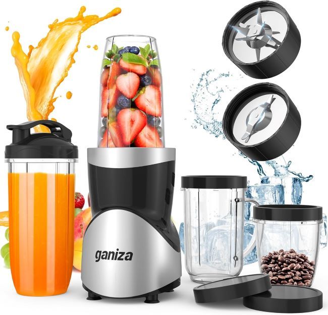 Ganiza 900W Smoothie Blender Combo – 15-piece personal blender set with BPA-free portable cups for smoothies, grinding, and shakes.