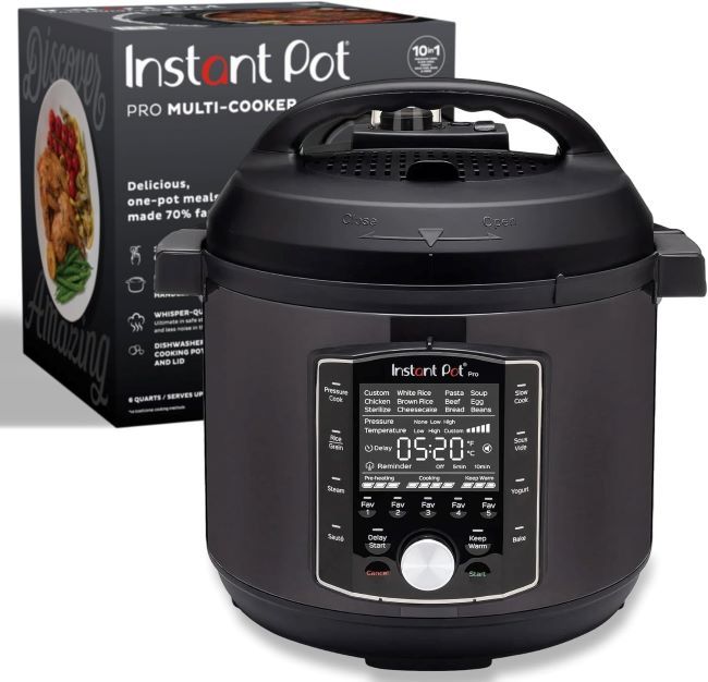 Instant Pot Pro 10-in-1 Multi-Cooker 6-Quart – versatile pressure cooker, slow cooker, rice maker, steamer, and yogurt maker.