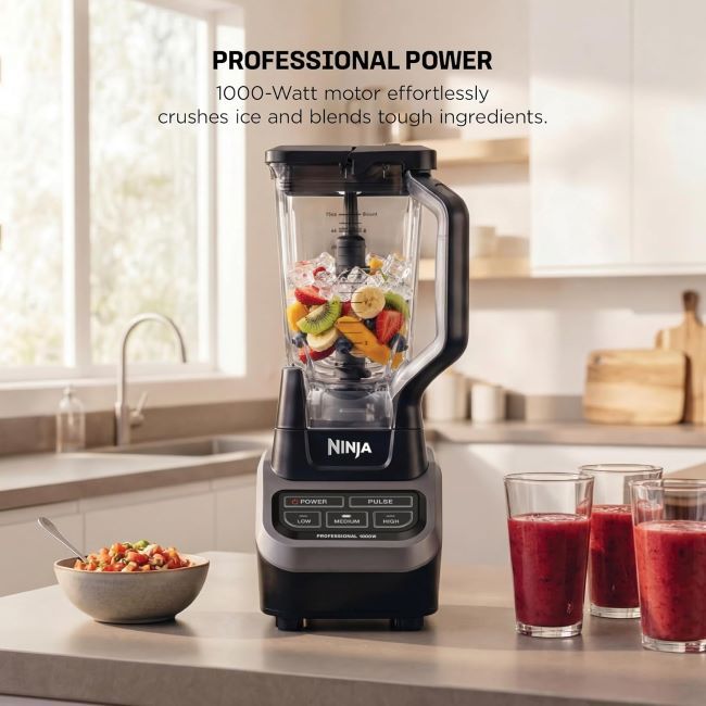 Ninja Professional 1000W Blender BL610 – full-size countertop blender with 72oz pitcher, total crushing technology for ice, smoothies, and frozen fruit.