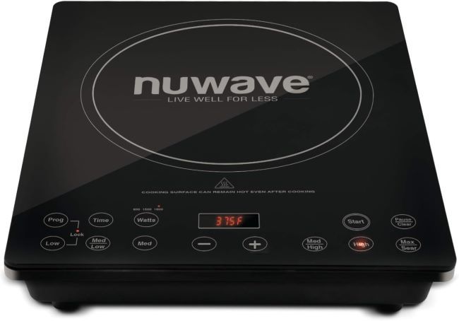 Nuwave Pro Chef commercial-grade induction cooktop with 1800W power, 94 temperature settings, and durable ceramic glass surface