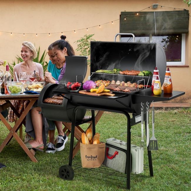 Royal Gourmet CC1830S charcoal grill with offset smoker and large cooking surface for backyard BBQ and camping