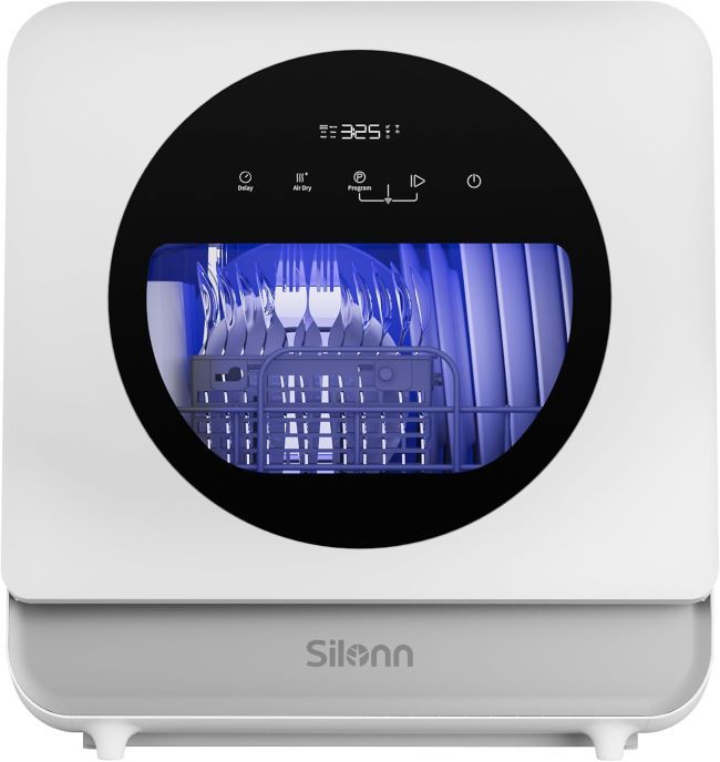 Silonn smart countertop dishwasher with app control, triple-jet cleaning, and compact design for modern small spaces