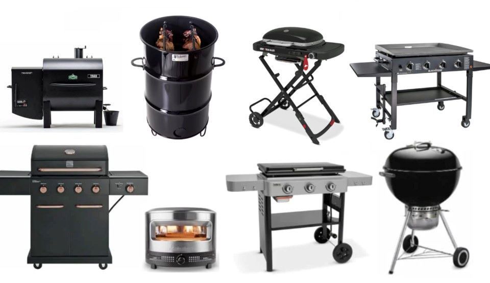 Modern gas barbeque grill in use during a summer outdoor cooking session.