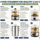 Electric food steamer in Washington (WA) cooking vegetables and seafood in stackable baskets for quick healthy meals at home