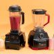 Powerful blender making fresh fruit smoothie in a modern kitchen.
