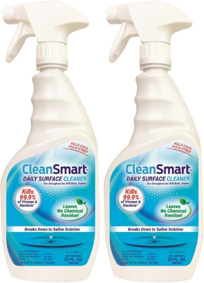 CleanSmart daily surface disinfectant spray that kills 99.9% of germs and bacteria, safe for pets and household kitchen use