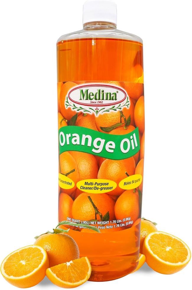 Medina Orange Oil cleaner concentrate for wood cabinets and kitchen surfaces, helping remove grease and restore natural wood shine