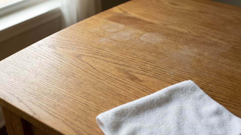 Wood furniture maintenance using safe cleaner