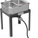 Gas One propane fryer with cast iron burner and thermometer for outdoor cooking in Wisconsin