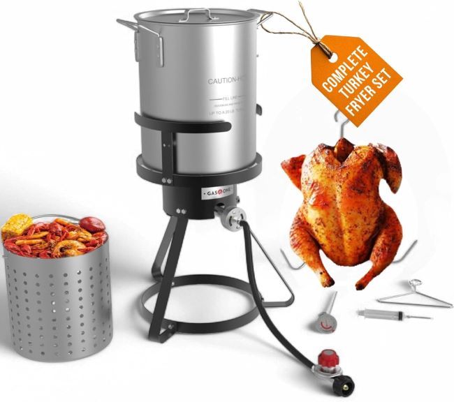 GasOne 30QT turkey fryer set for outdoor cooking in Texas