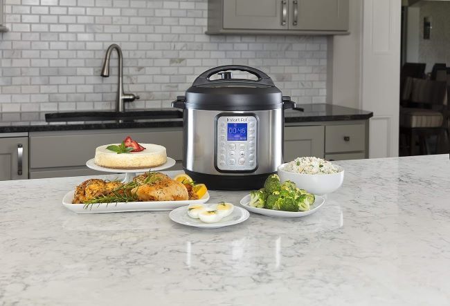 Instant Pot Duo Plus 9-in-1 multicooker for pressure cooking, slow cooking, rice, yogurt, and steaming