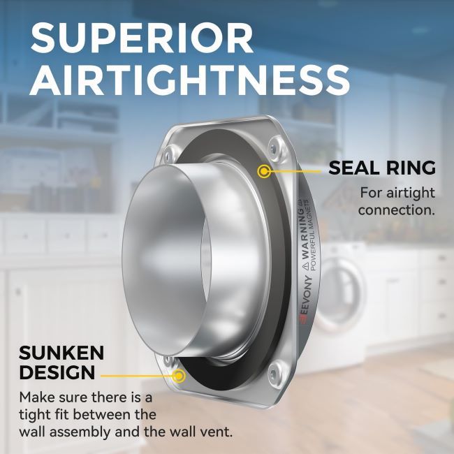 Jeevony DV180 magnetic dryer vent coupling with quick-connect magnetic design for easy cleaning and maintenance