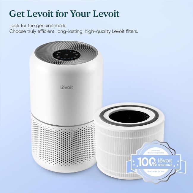 Levoit Core 300-P HEPA air filter installed in a home air purifier for cleaner indoor air