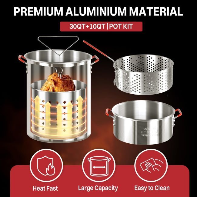 Affordable Pipopa turkey fryer kit with stock pot, basket, and burner for backyard cooking