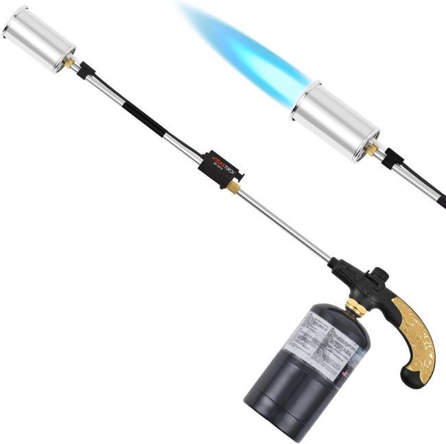 RUBDARK heavy-duty propane weed torch with long detachable arm for outdoor use