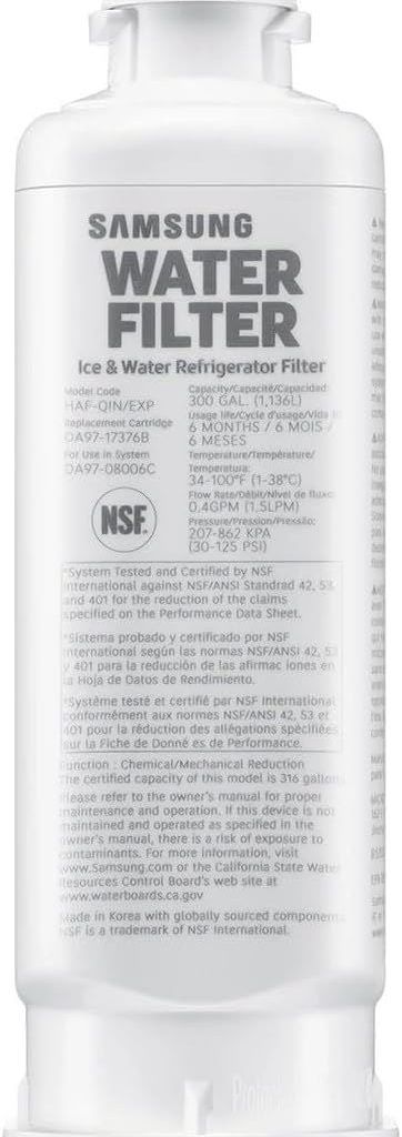 Genuine Samsung HAF-QIN/EXP refrigerator water filter reducing contaminants and protecting appliance performance