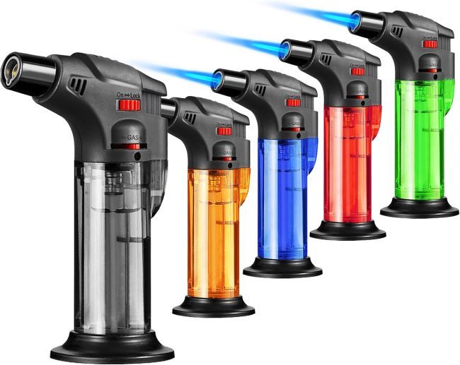 Urgrette refillable jet flame torch lighters for BBQ, camping, and fireplaces