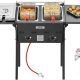 VEVOR outdoor propane deep fryer with double burners and dual 16-quart stainless steel tanks in Florida