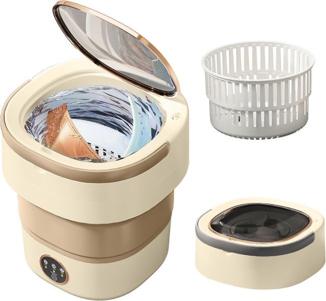 WLZRNZO 20L portable washing machine with foldable design and spin basket for dorms and travel