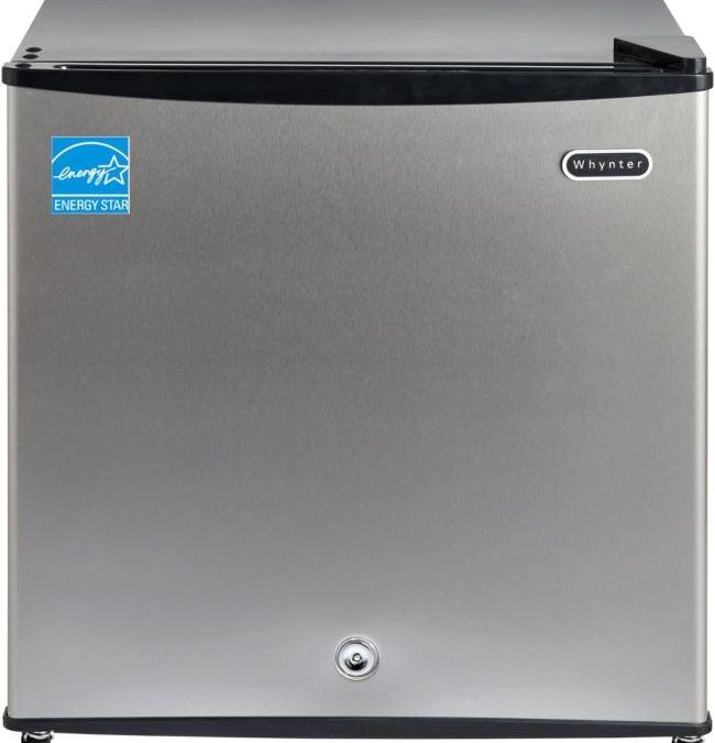 Whynter CUF-112SS mini upright freezer with stainless steel door in a Wisconsin kitchen or office