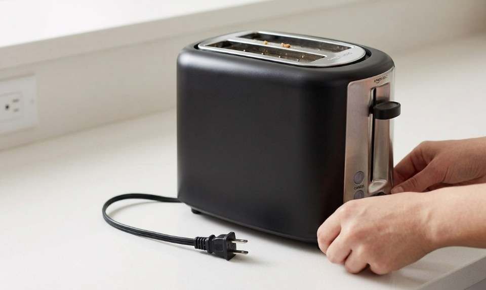 Amazon Basics 2 slice toaster with stuck lever