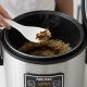 Aroma digital rice cooker with burned rice on bottom