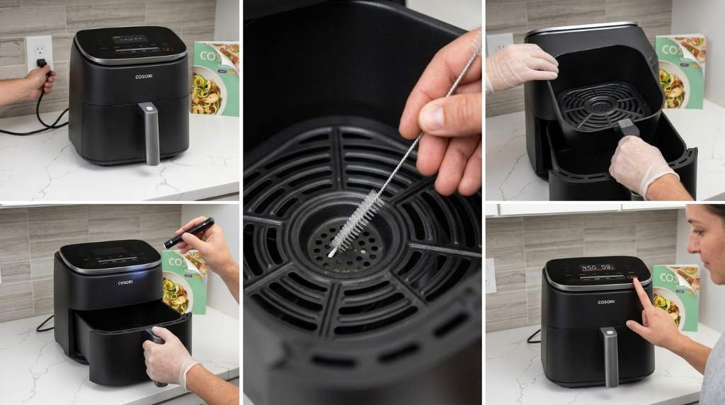 Checking ventilation around Cosori TurboBlaze air fryer
