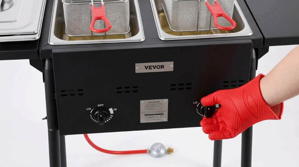 Family cookout using Vevor outdoor deep fryer system