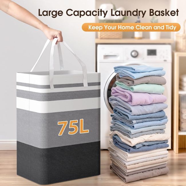 Affordable HomeHacks folding laundry baskets for clothes storage and organization